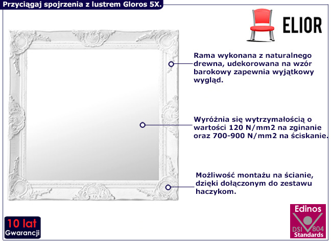 Białe vintage lustro Rafen 5X