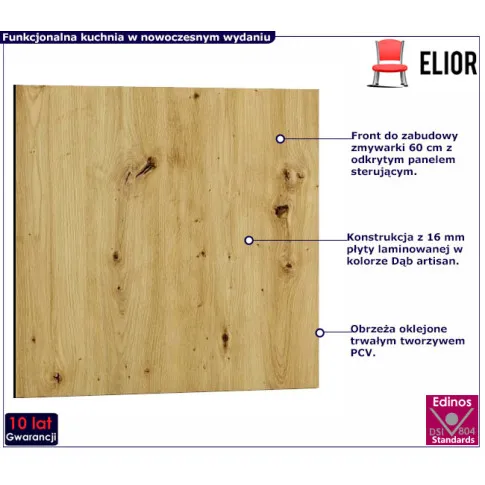 front do zmywarki z otwartym panelem artisan Beril 17X