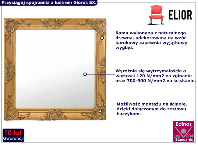 Złote vintage lustro Bergan 5X