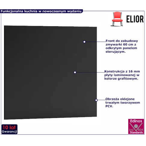 front do zmywarki z odkrytym panelem grafit Beril 17X