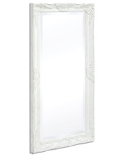 Wiszące białe lustro z ramą w stylu rustykalnym - Gloros 6X w sklepie Edinos.pl