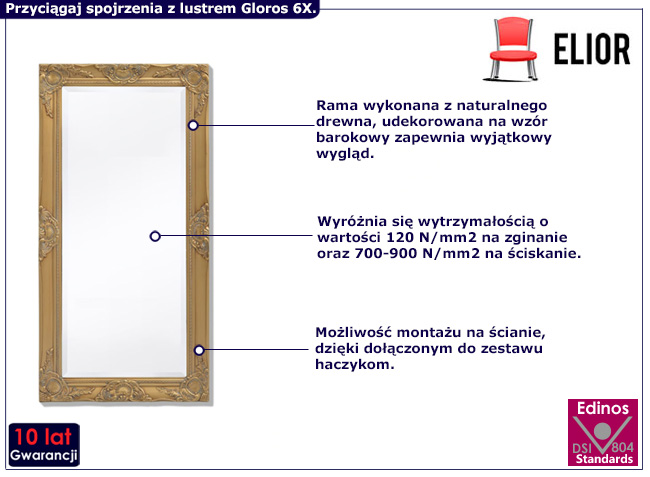 Salonowe vintage lustro Rafen 6X
