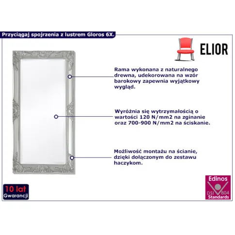 lustro salonowe ścienne Gloros 6X