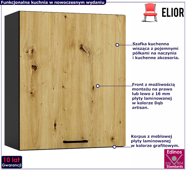 Szafka kuchenna 60 cm grafit + artisan Coleo 21X