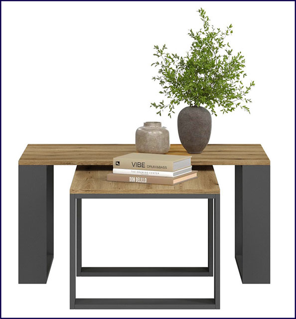 Zestaw stolików kawowych antracyt9dąb wotan Avika