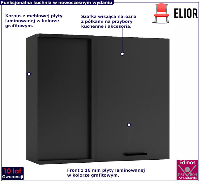 Szafka kuchenna narożna grafit Coleo 24X
