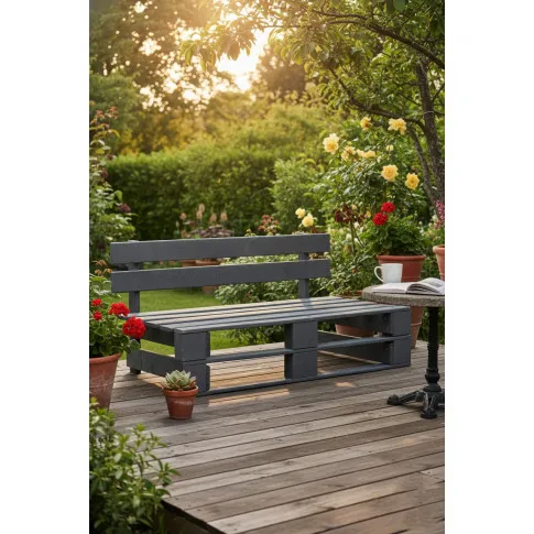 Fotografia Ławka ogrodowa z palet Cocoro - szara z kategorii Ławki ogrodowe