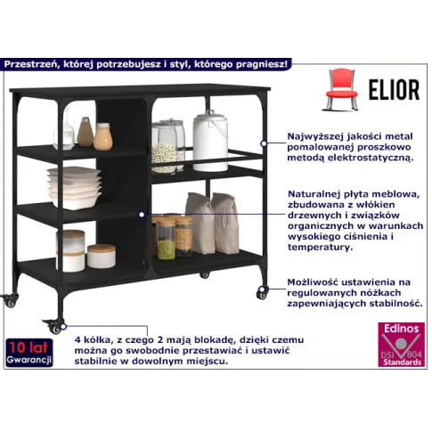 Czarna szafka na kółkach Teroso czarny