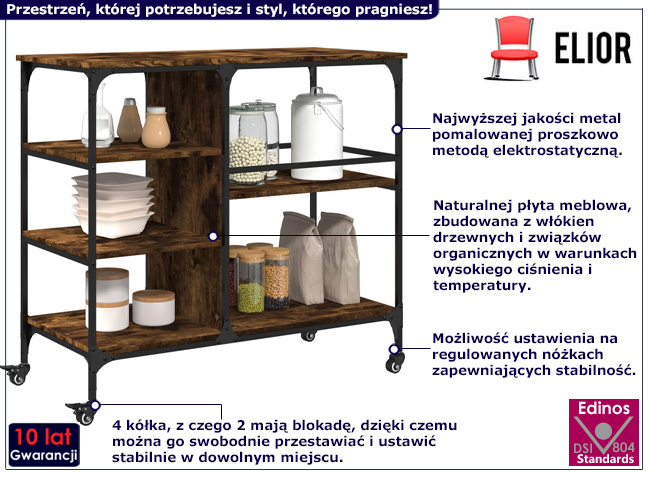 Wózek kuchenny Eljoh kolor przydymiony dąb
