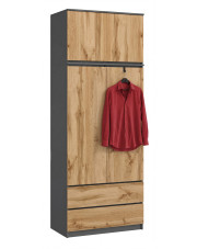 Dwudrzwiowa szafa z nadstawką antracyt + dąb wotan - Texan w sklepie Edinos.pl