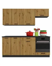Komplet mebli kuchennych grafit + dąb artisan - Coleo 27X w sklepie Edinos.pl