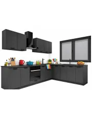 Zestaw mebli kuchennych narożnych grafit 260 cm - Coleo 28X w sklepie Edinos.pl