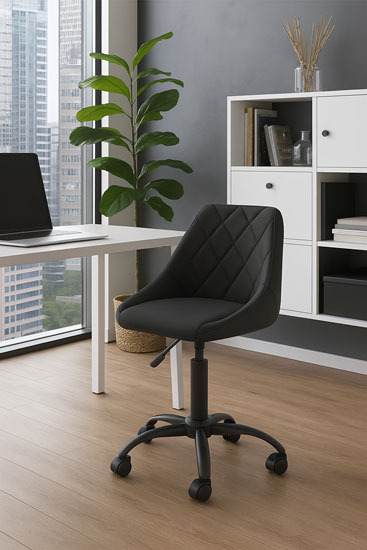 Czarny minimalistyczny fotel obrotowy Logido