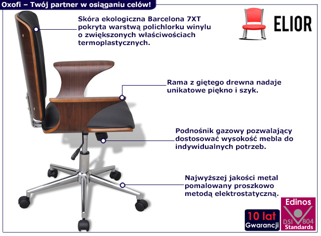 Fotel obrotowy z ekoskóry Oxofi 3X kolor czarny