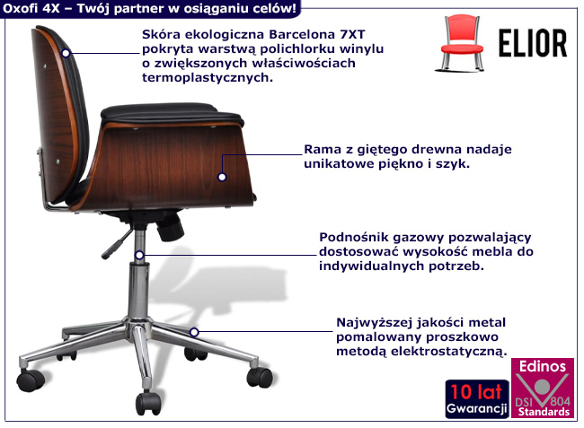 Fotel obrotowy z ekoskóry Keltis 4X kolor czarny