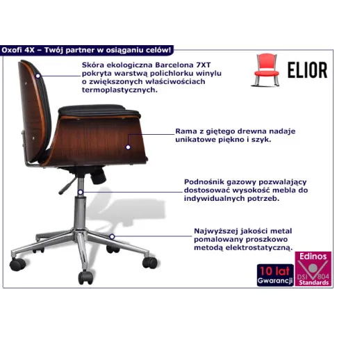 Nowoczesny fotel obrotowy Oxofi 4X kolor czarny