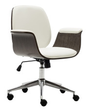 Biały nowoczesny fotel obrotowy z ekoskóry - Oxofi 4X w sklepie Edinos.pl