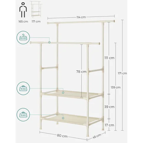 Wymiary kremowego stojaka na ubrania Vioria