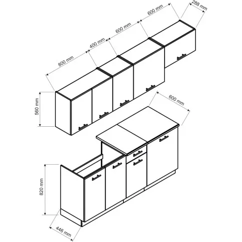 wymiary zestawu kuchennego Yuna 5X