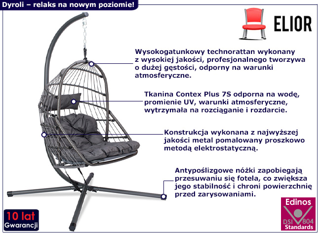 Wiszący fotel ogrodowy Esti
