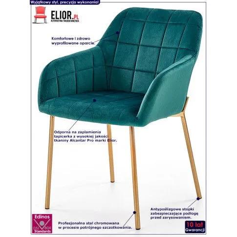 Fotografia Krzesło pikowane Aneti - zielone z kategorii Krzesła tapicerowane