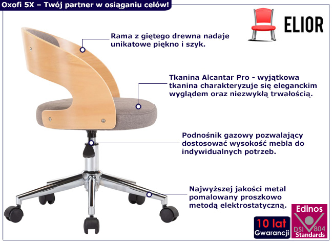 Biurowy fotel obrotowy Keltis 5X kolor taupe