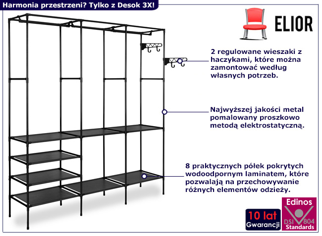 Stelażowa garderoba Desoks 3X