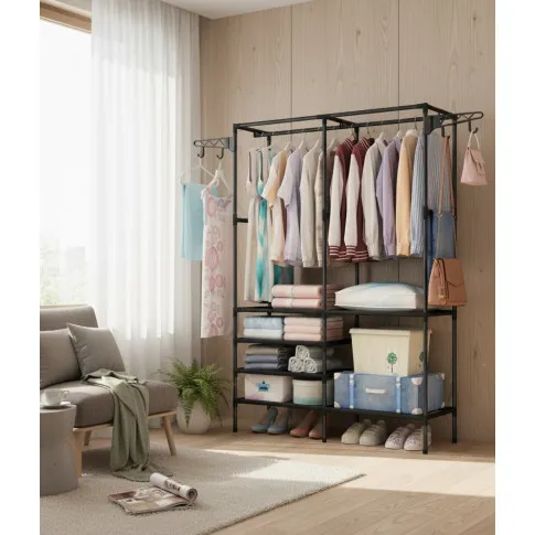 Stelażowa garderoba na ubrania z półkami   Dister 4X