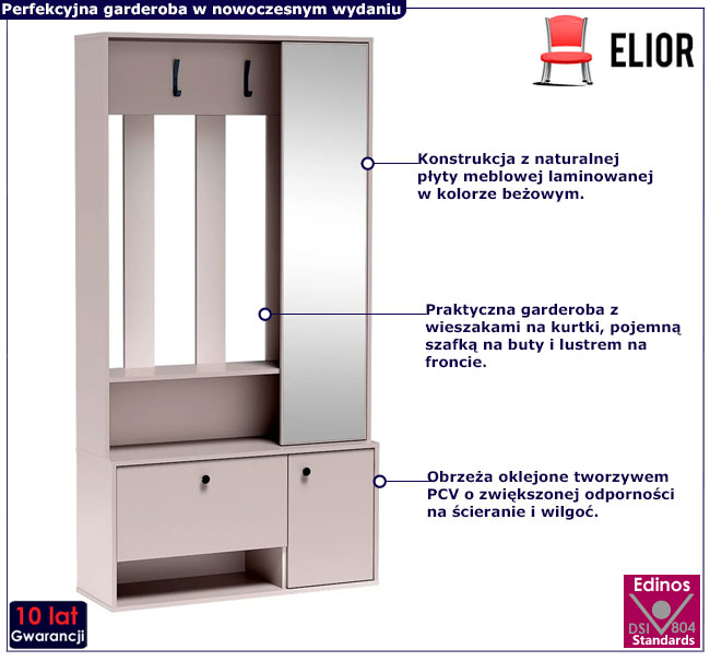 Nowoczesna beżowa garderoba do przedpokoju Timy