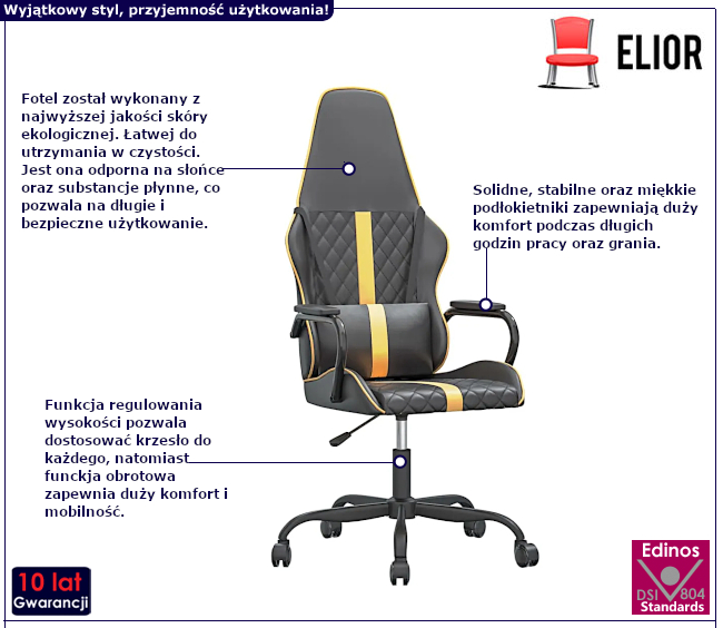 Fotel obrotowy z ekoskóry Deto 5X