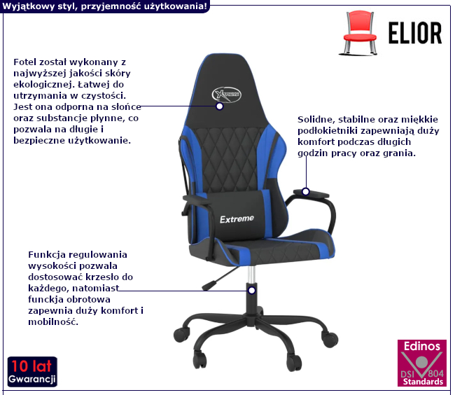 Fotel obrotowy z ekoskóry Miedziana 6X