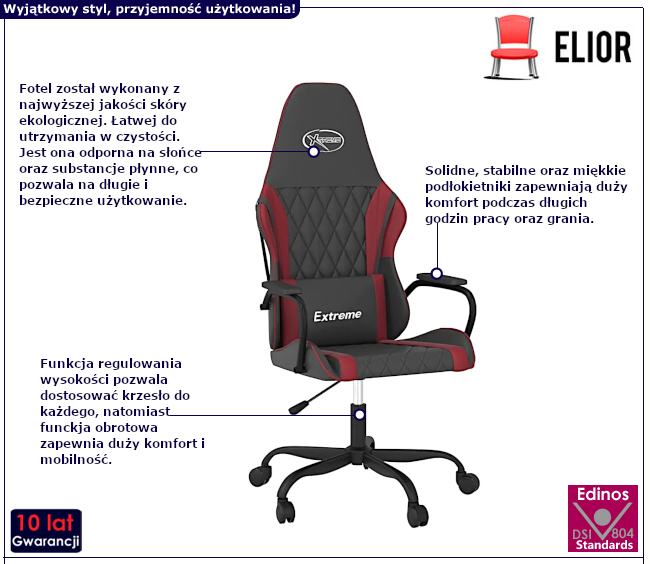 Fotel obrotowy z ekoskóry Miedziana 5X