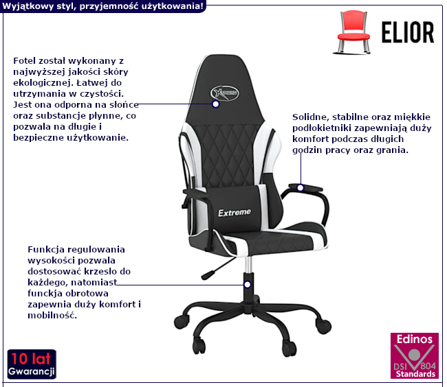 Fotel obrotowy z ekoskóry Luanda 4X