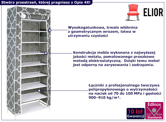 Tekstylna szafa na ubrania Larson 4X