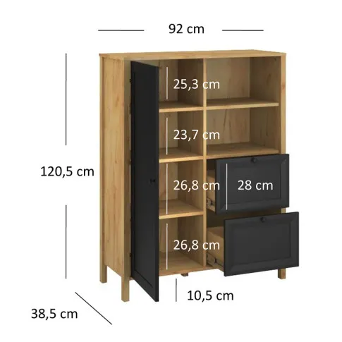 Wymiary komody Luxtes 3X
