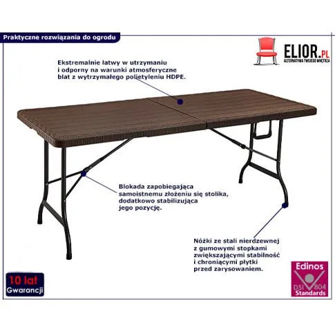 Fotografia Stół cateringowy składany Noaria 2X - brąz z kategorii Stoły, krzesła, ławki