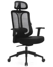 Czarny ergonomiczny biurowy fotel z mechanizmem bujania - Vinter