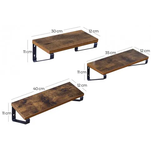 Szczegółowe zdjęcie nr 8 produktu 3 sztuki półek ściennych industrialnych - Vopra