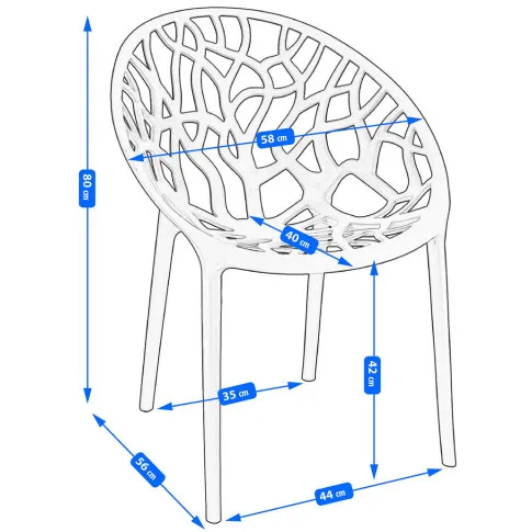 Wymiary białego krzesła ogrodowego Moso