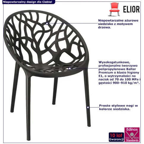 Czarne krzesło tarasowe nowoczesne Moso