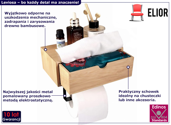 Ścienny uchwyt na papier toaletowy Leviosa