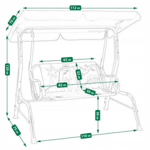Wymiary huśtawki dziecięcej Hirono 3X