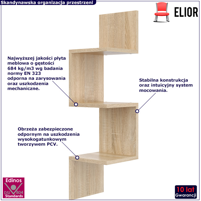 Minimalistyczna pólka ścienna Lexy 3X dąb sonoma