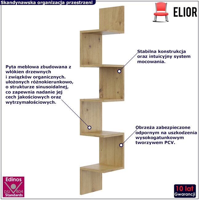 Pólka ścienna Lexy 3X dąb artisan