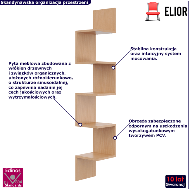 Pólka ścienna Lexy 3X buk