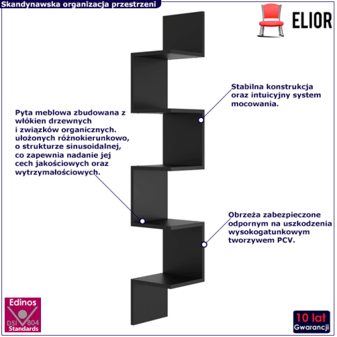 Polka scienna Lexy 4X czarny