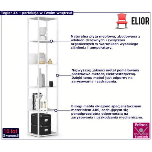 Otwarty biały regał Teglor 3X 40cm