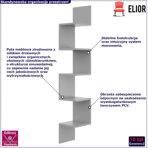 Szara narożna półka Lexy 4X