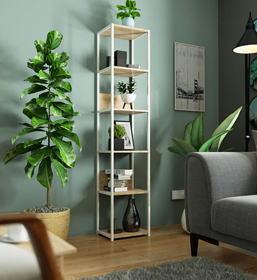 Wizualizacja regału Shira 3X biały+dąb sonoma