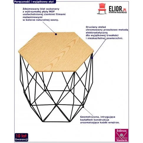 Fotografia Stolik kawowy druciany EISL - sosna z kategorii Stoliki kawowe